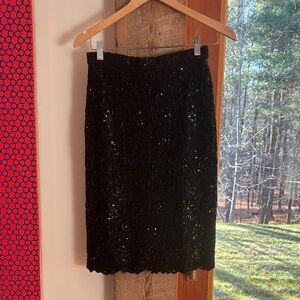 Vintage Black Lace Sequin Skirt